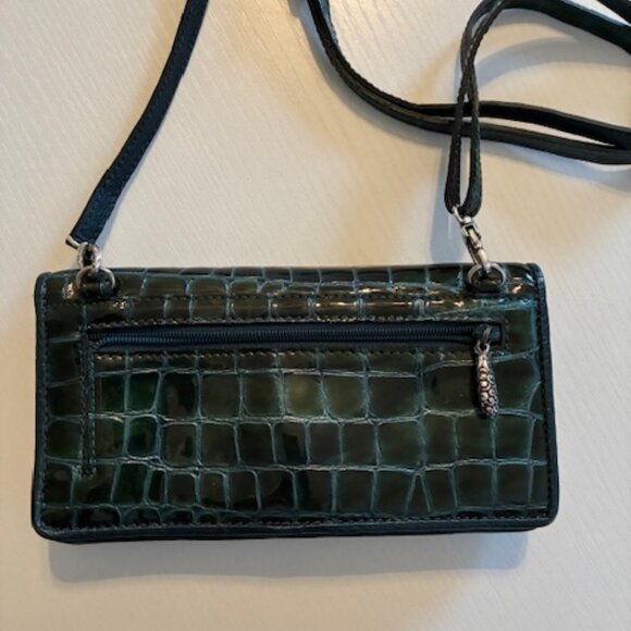 Brighton crossbody wallet purse patent leather dark green. - Picture 4 of 7